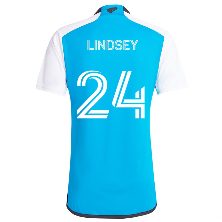 Gyermek Labdarúgás Jaylin Lindsey #24 Kék Fehér Hazai Jersey 2024/25 Mez Póló Ing