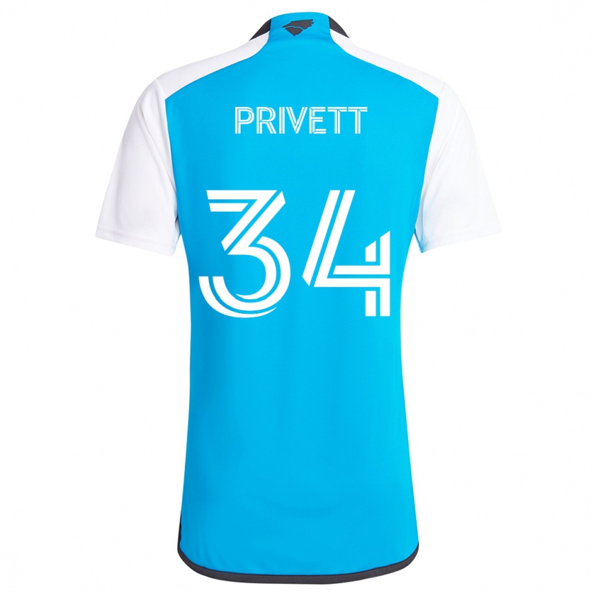 Gyermek Labdarúgás Andrew Privett #34 Kék Fehér Hazai Jersey 2024/25 Mez Póló Ing