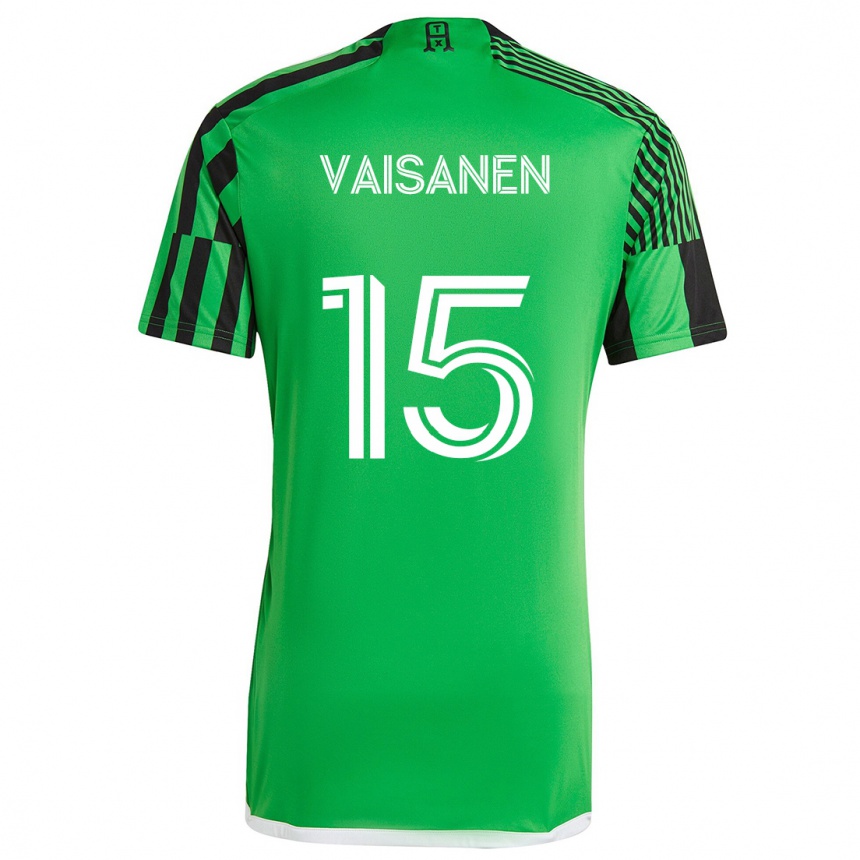 Gyermek Labdarúgás Leo Väisänen #15 Zöld Fekete Hazai Jersey 2024/25 Mez Póló Ing