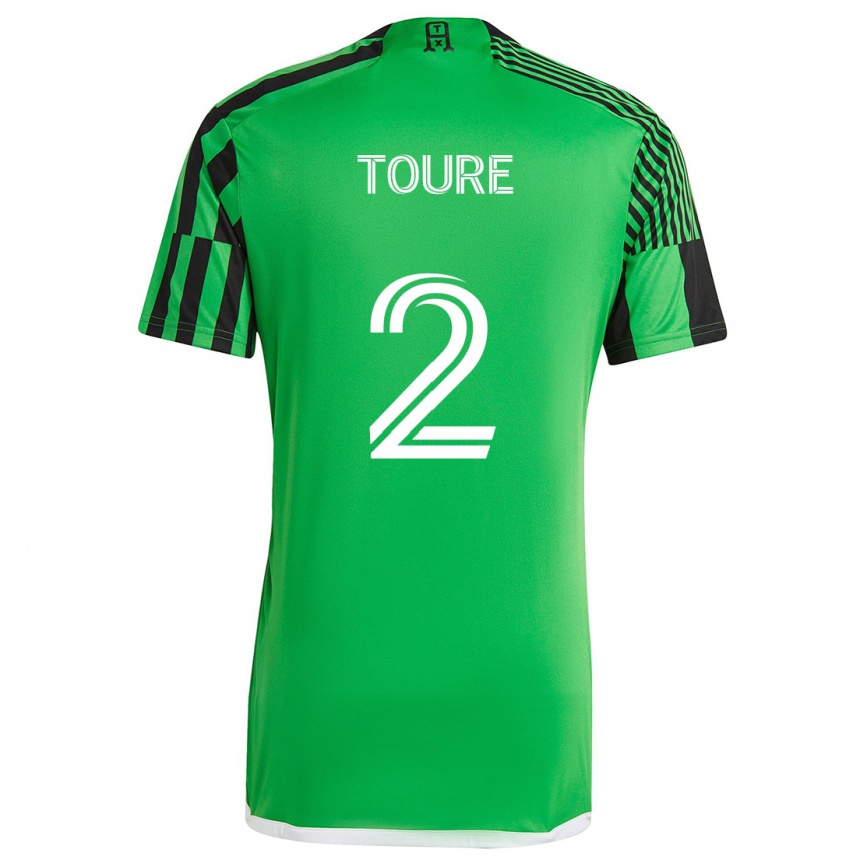 Gyermek Labdarúgás Cheick Touré #2 Zöld Fekete Hazai Jersey 2024/25 Mez Póló Ing