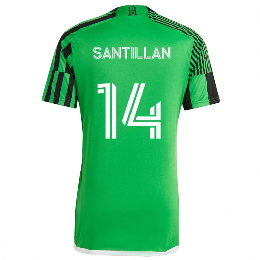 Gyermek Labdarúgás Jonathan Santillan #14 Zöld Fekete Hazai Jersey 2024/25 Mez Póló Ing