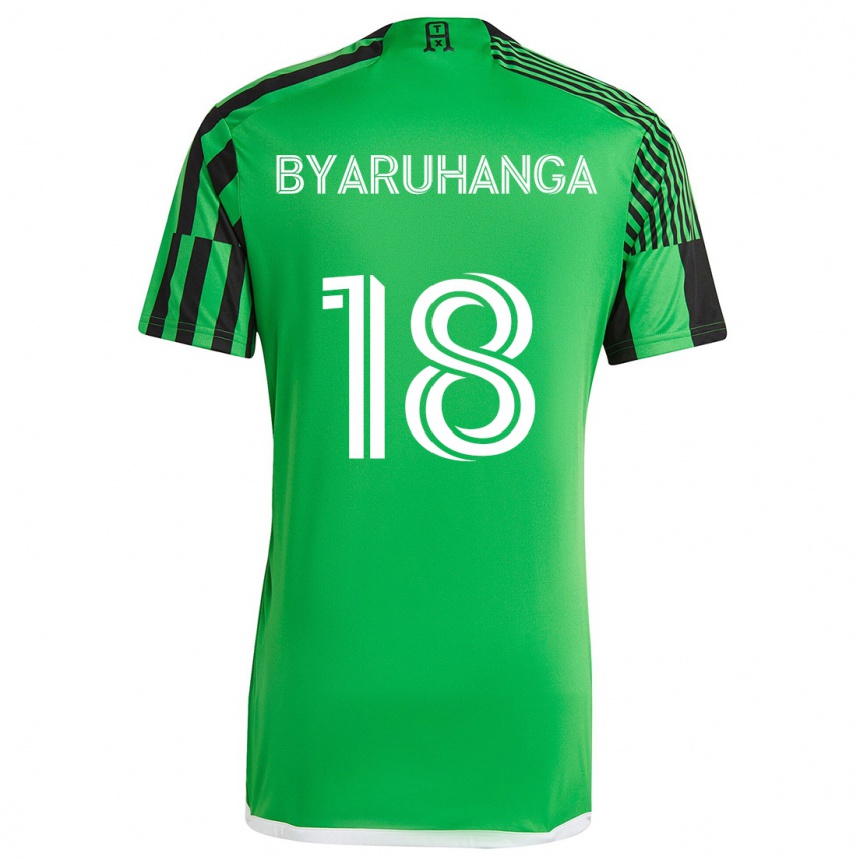 Gyermek Labdarúgás Bobosi Byaruhanga #18 Zöld Fekete Hazai Jersey 2024/25 Mez Póló Ing