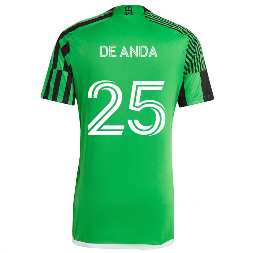 Gyermek Labdarúgás Anthony De Anda #25 Zöld Fekete Hazai Jersey 2024/25 Mez Póló Ing