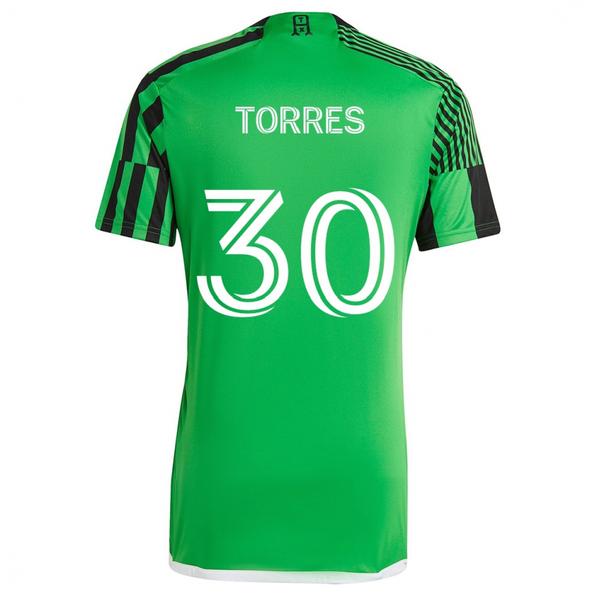 Gyermek Labdarúgás Ervin Torres #30 Zöld Fekete Hazai Jersey 2024/25 Mez Póló Ing