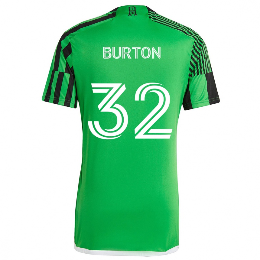 Gyermek Labdarúgás Micah Burton #32 Zöld Fekete Hazai Jersey 2024/25 Mez Póló Ing