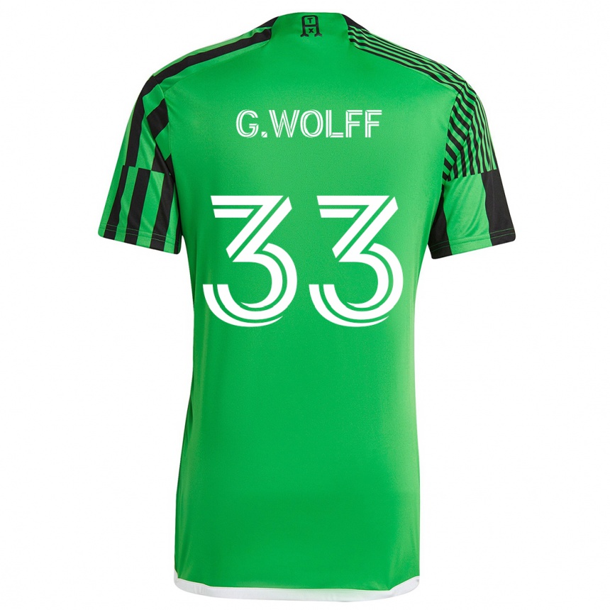 Gyermek Labdarúgás Gavin Wolff #33 Zöld Fekete Hazai Jersey 2024/25 Mez Póló Ing