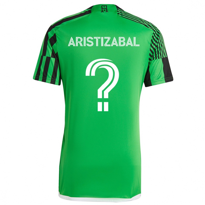 Gyermek Labdarúgás Nicolas Aristizabal #0 Zöld Fekete Hazai Jersey 2024/25 Mez Póló Ing