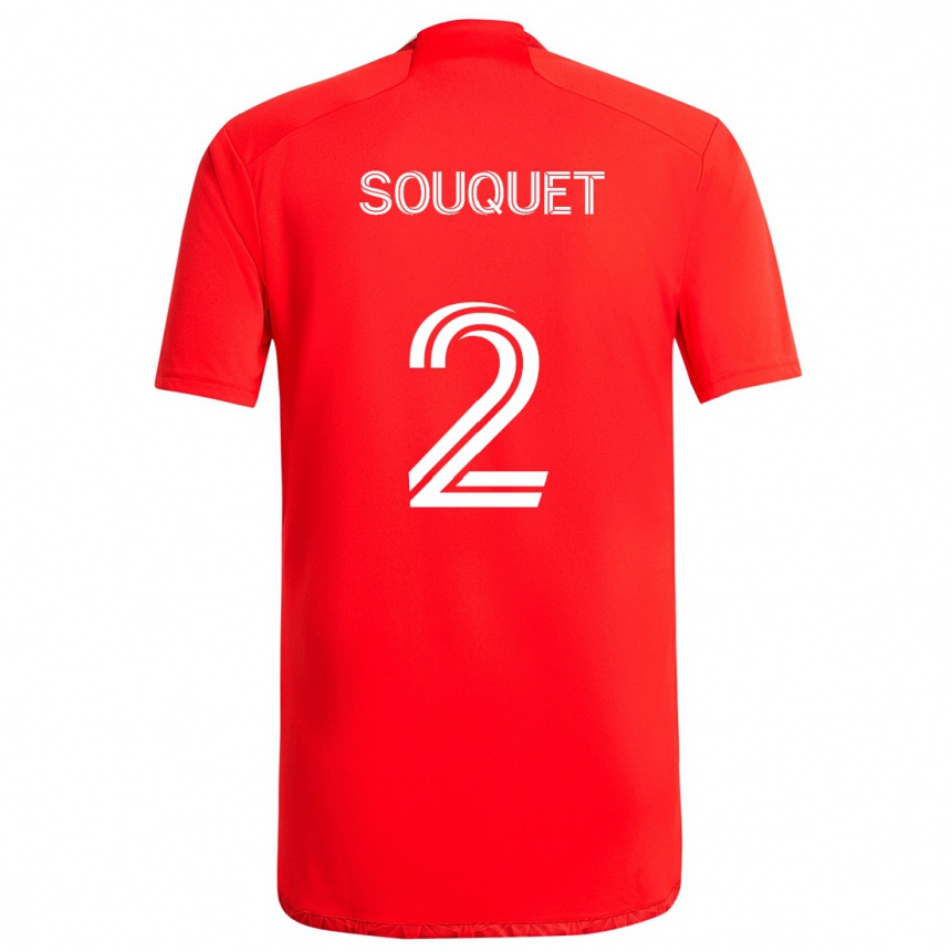 Gyermek Labdarúgás Arnaud Souquet #2 Piros Fehér Hazai Jersey 2024/25 Mez Póló Ing