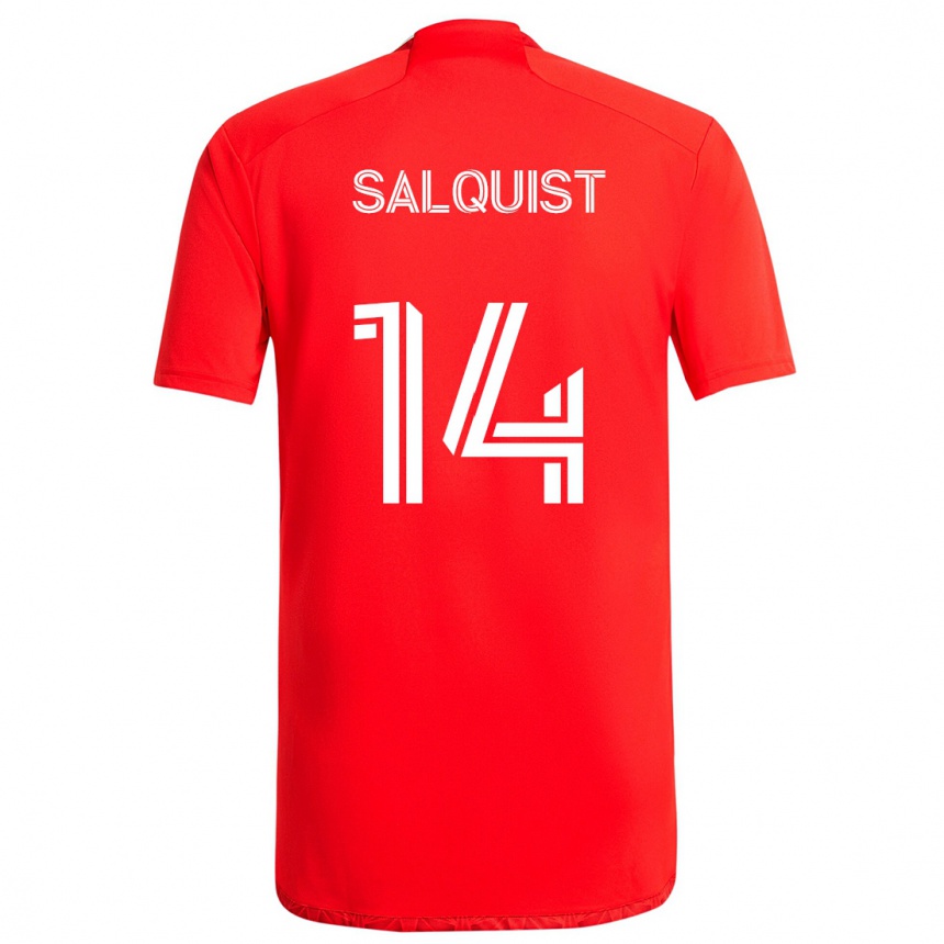 Gyermek Labdarúgás Tobias Salquist #14 Piros Fehér Hazai Jersey 2024/25 Mez Póló Ing