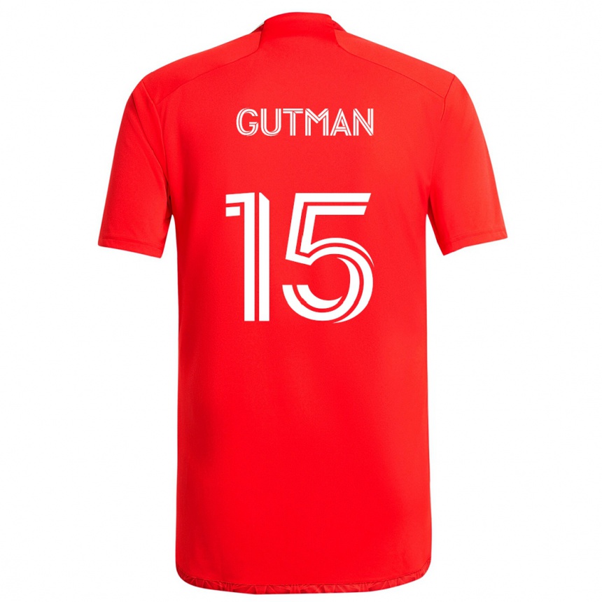 Gyermek Labdarúgás Andrew Gutman #15 Piros Fehér Hazai Jersey 2024/25 Mez Póló Ing