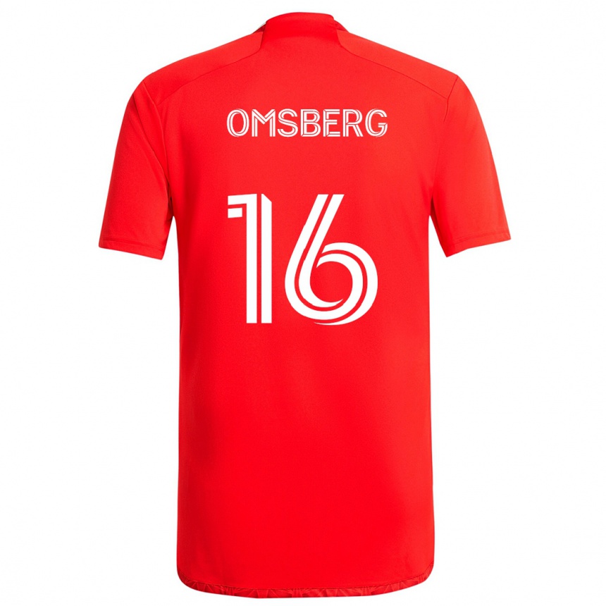 Gyermek Labdarúgás Wyatt Omsberg #16 Piros Fehér Hazai Jersey 2024/25 Mez Póló Ing