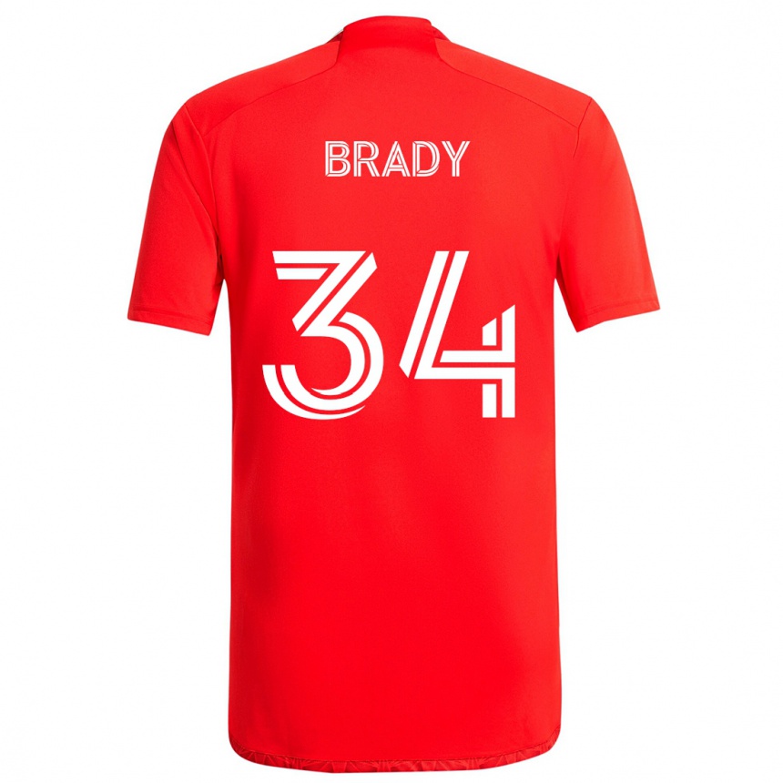 Gyermek Labdarúgás Chris Brady #34 Piros Fehér Hazai Jersey 2024/25 Mez Póló Ing