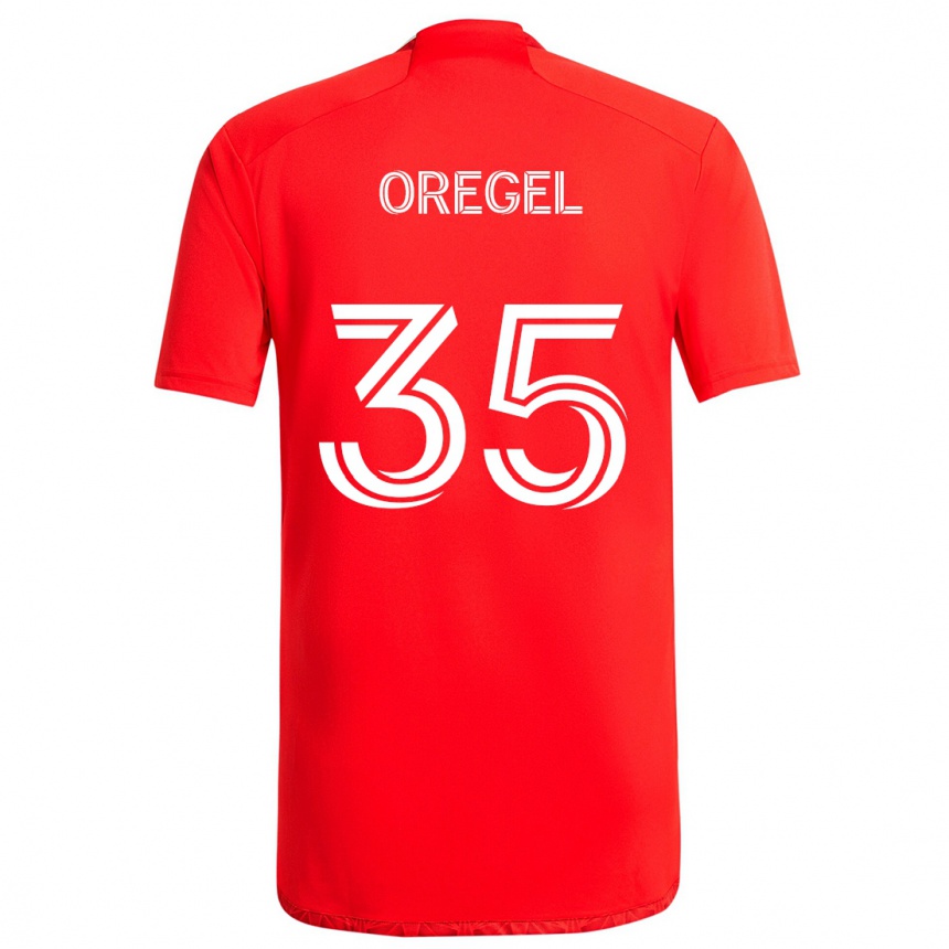 Gyermek Labdarúgás Sergio Oregel #35 Piros Fehér Hazai Jersey 2024/25 Mez Póló Ing