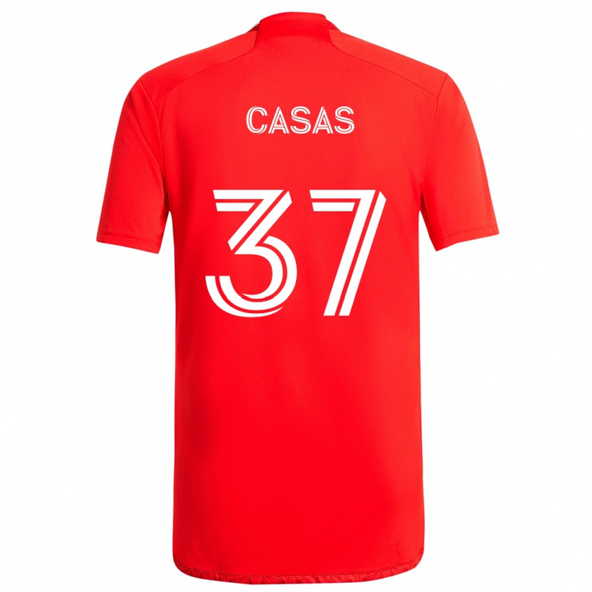 Gyermek Labdarúgás Javier Casas #37 Piros Fehér Hazai Jersey 2024/25 Mez Póló Ing