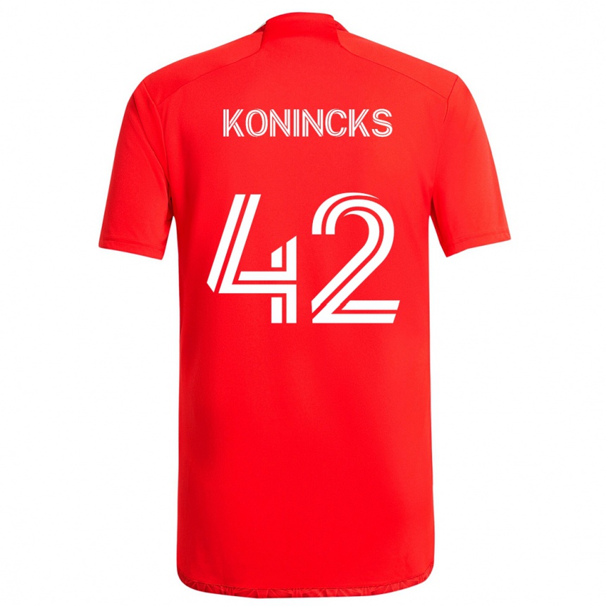 Gyermek Labdarúgás Diego Konincks #42 Piros Fehér Hazai Jersey 2024/25 Mez Póló Ing