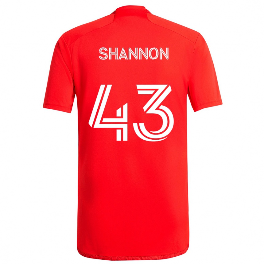 Gyermek Labdarúgás Jaylen Shannon #43 Piros Fehér Hazai Jersey 2024/25 Mez Póló Ing