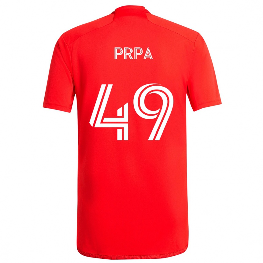 Gyermek Labdarúgás Luka Prpa #49 Piros Fehér Hazai Jersey 2024/25 Mez Póló Ing