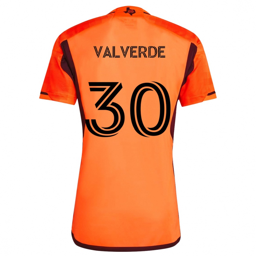 Gyermek Labdarúgás Jefferson Valverde #30 Narancs Fekete Hazai Jersey 2024/25 Mez Póló Ing