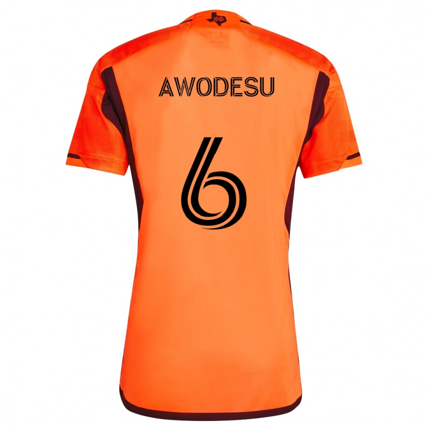 Gyermek Labdarúgás Femi Awodesu #6 Narancs Fekete Hazai Jersey 2024/25 Mez Póló Ing