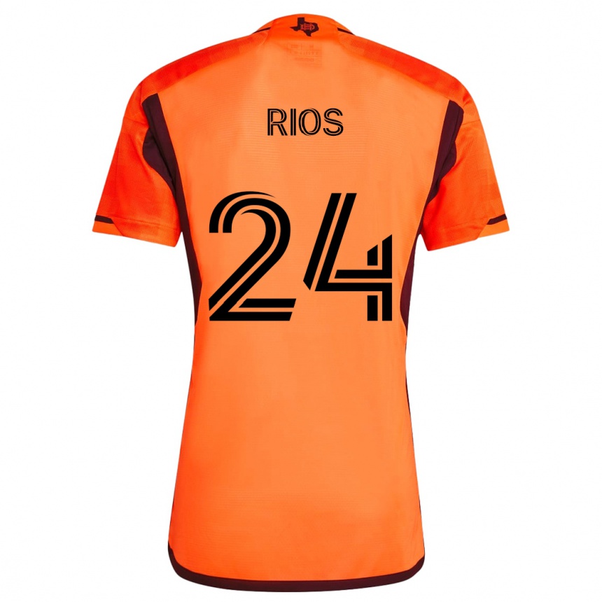 Gyermek Labdarúgás Paolo Ríos #24 Narancs Fekete Hazai Jersey 2024/25 Mez Póló Ing