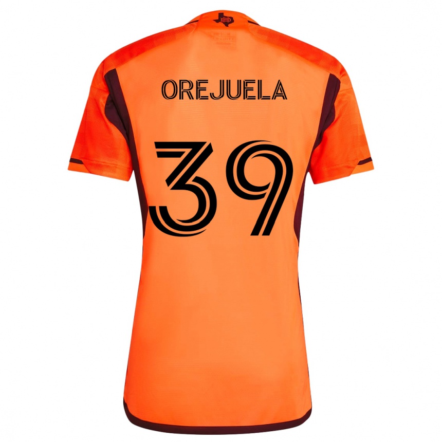 Gyermek Labdarúgás Jesus Orejuela #39 Narancs Fekete Hazai Jersey 2024/25 Mez Póló Ing