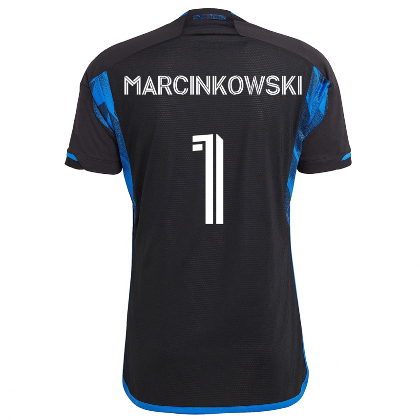 Gyermek Labdarúgás Jt Marcinkowski #1 Kék Fekete Hazai Jersey 2024/25 Mez Póló Ing