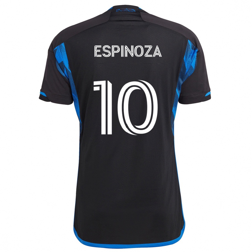 Gyermek Labdarúgás Cristian Espinoza #10 Kék Fekete Hazai Jersey 2024/25 Mez Póló Ing