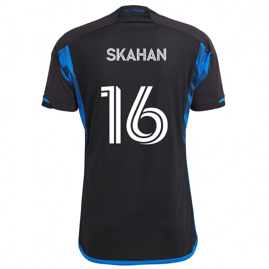 Gyermek Labdarúgás Jack Skahan #16 Kék Fekete Hazai Jersey 2024/25 Mez Póló Ing