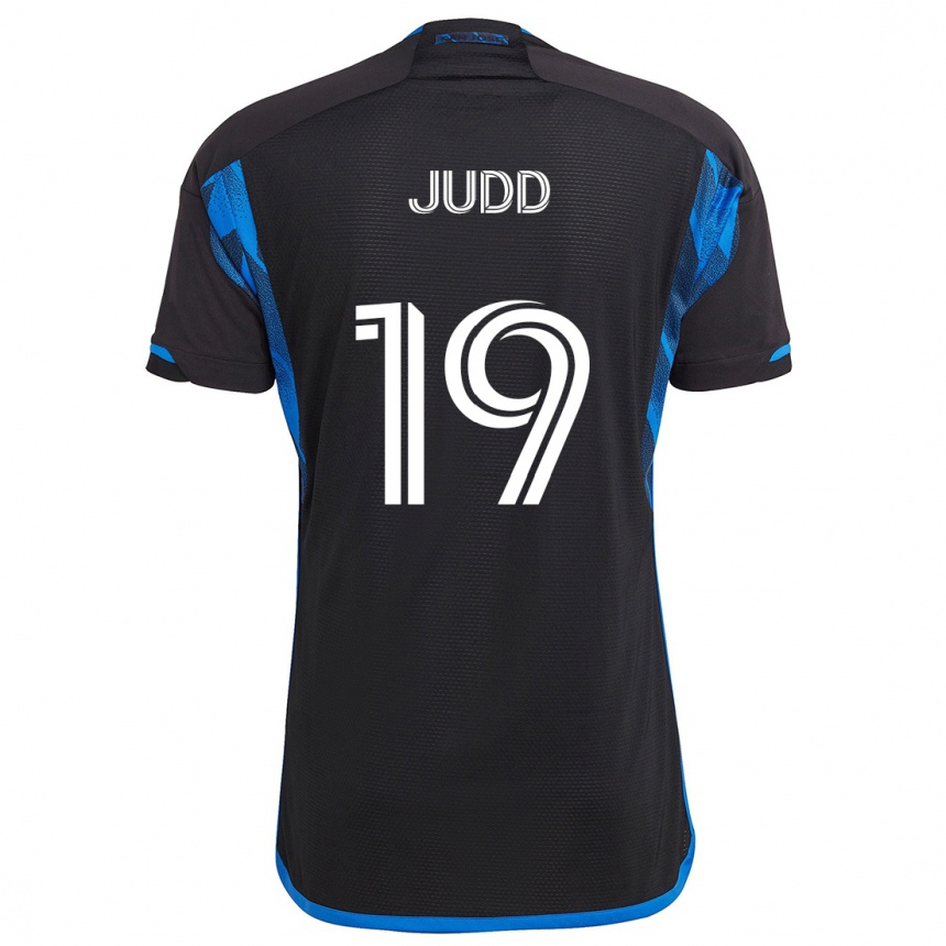 Gyermek Labdarúgás Preston Judd #19 Kék Fekete Hazai Jersey 2024/25 Mez Póló Ing