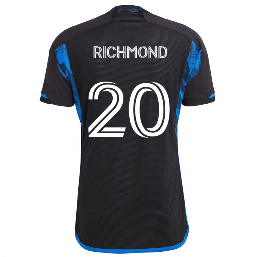 Gyermek Labdarúgás Will Richmond #20 Kék Fekete Hazai Jersey 2024/25 Mez Póló Ing