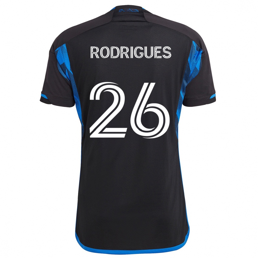 Gyermek Labdarúgás Rodrigues #26 Kék Fekete Hazai Jersey 2024/25 Mez Póló Ing