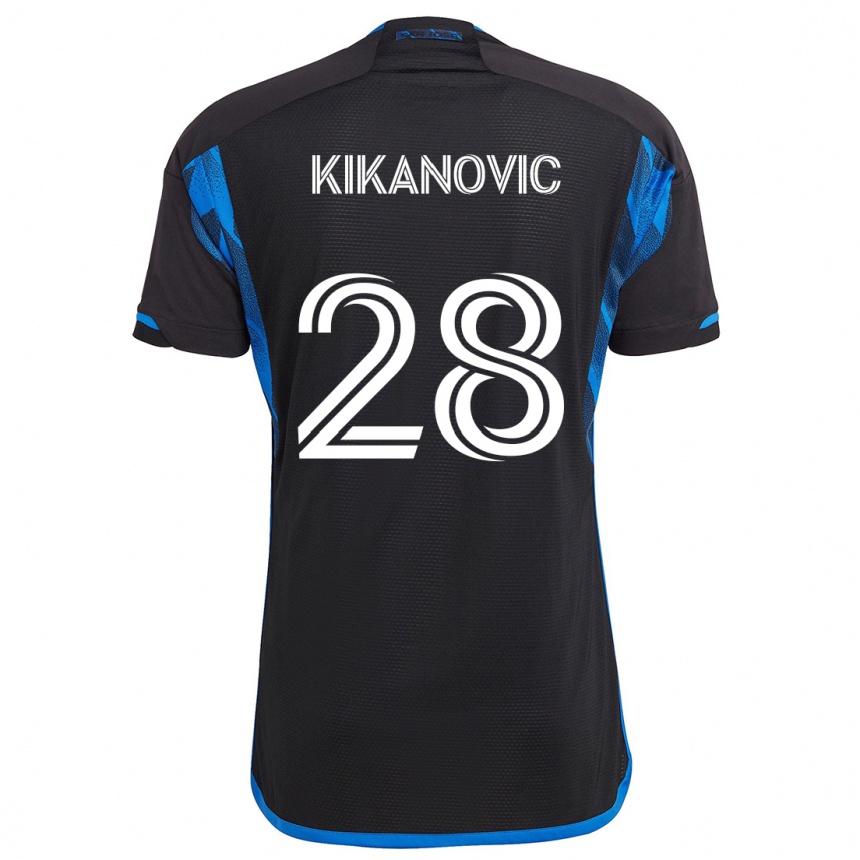 Gyermek Labdarúgás Benjamin Kikanovic #28 Kék Fekete Hazai Jersey 2024/25 Mez Póló Ing