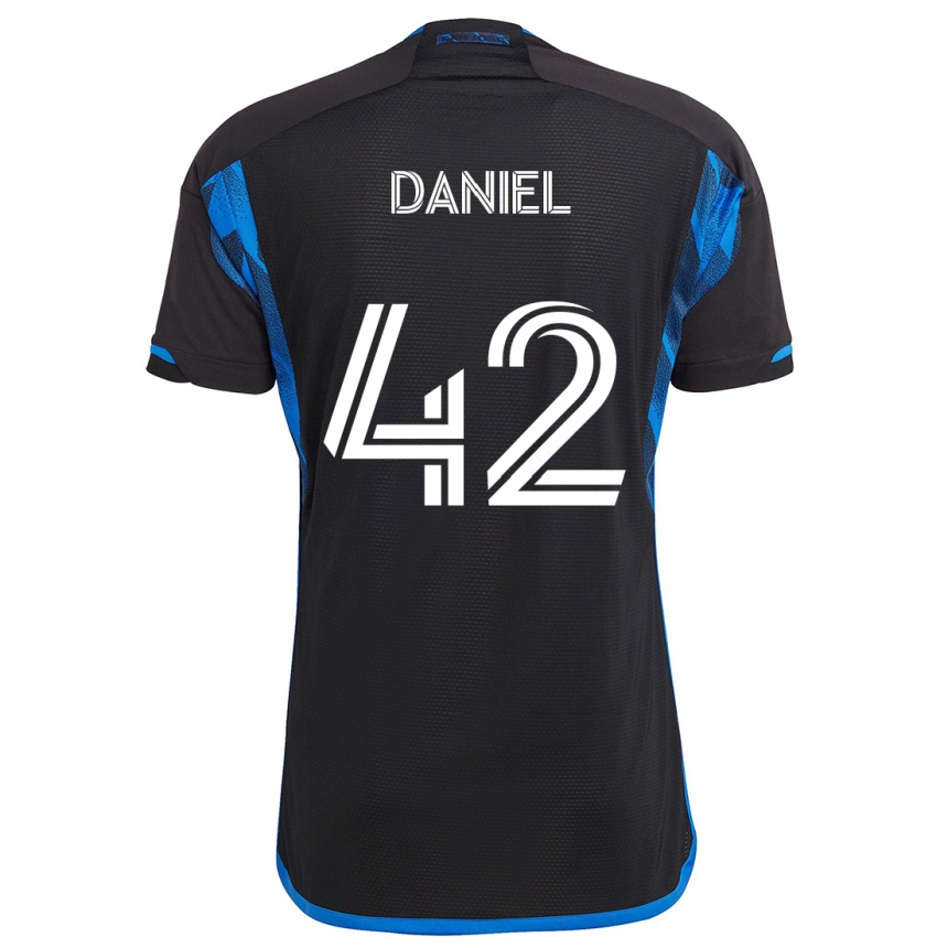 Gyermek Labdarúgás Daniel #42 Kék Fekete Hazai Jersey 2024/25 Mez Póló Ing