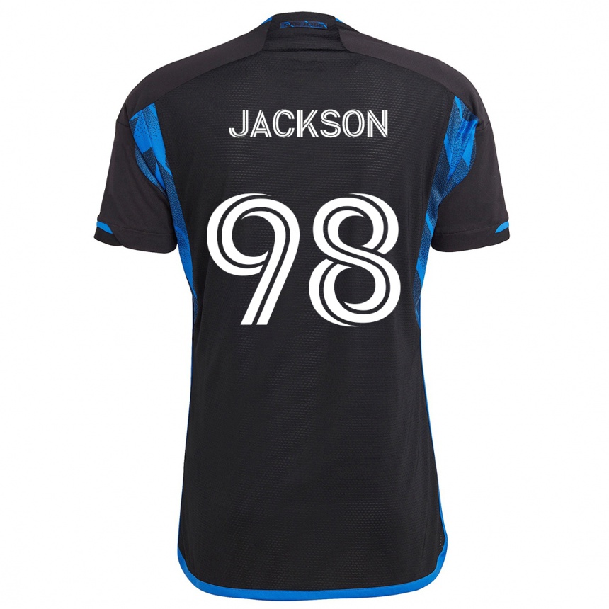 Gyermek Labdarúgás Jacob Jackson #98 Kék Fekete Hazai Jersey 2024/25 Mez Póló Ing