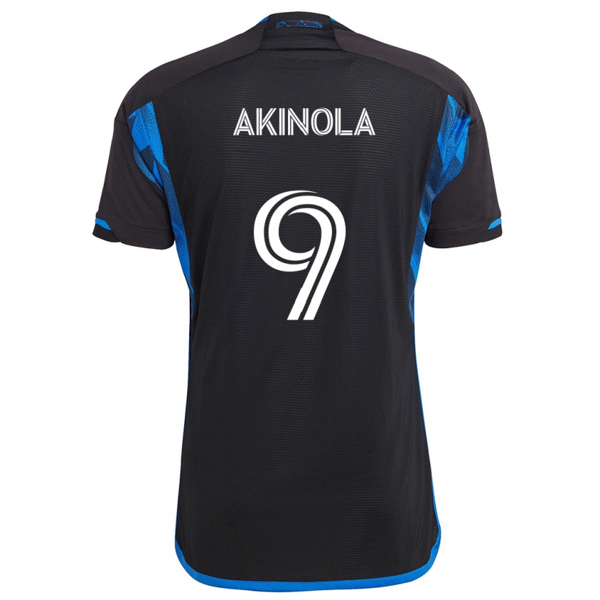 Gyermek Labdarúgás Ayo Akinola #9 Kék Fekete Hazai Jersey 2024/25 Mez Póló Ing