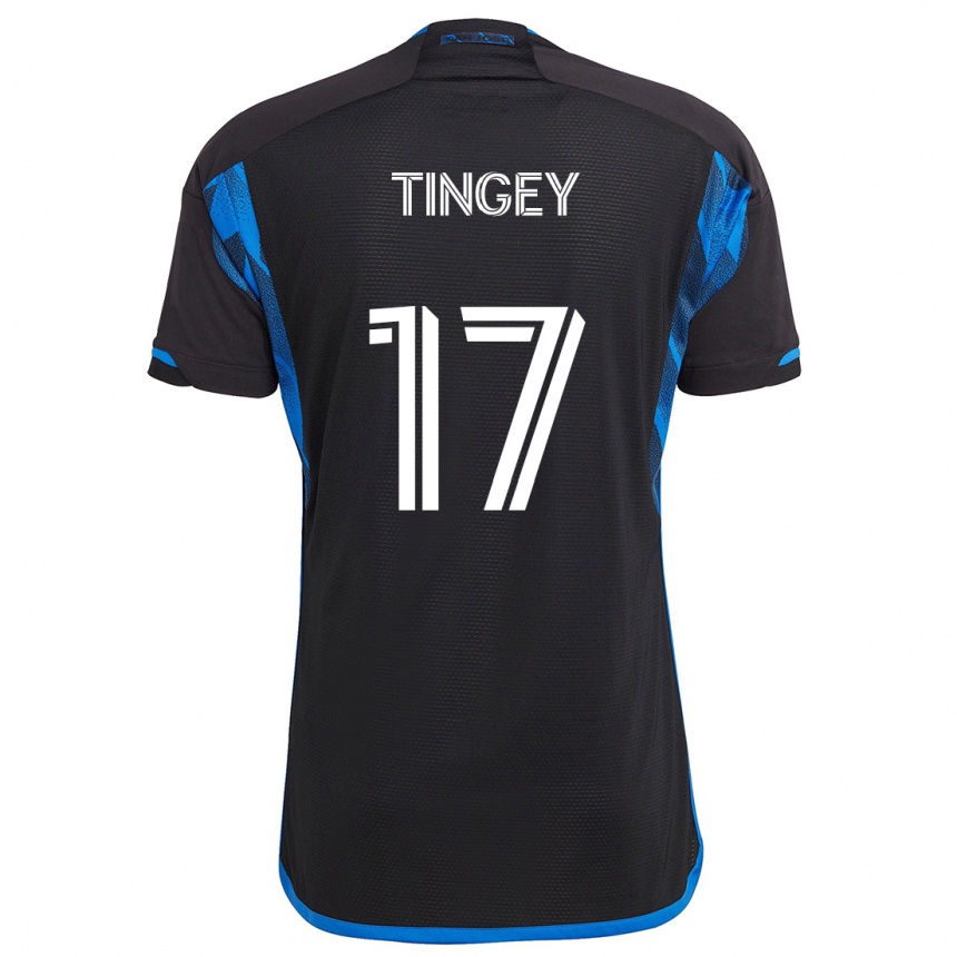 Gyermek Labdarúgás Keegan Tingey #17 Kék Fekete Hazai Jersey 2024/25 Mez Póló Ing