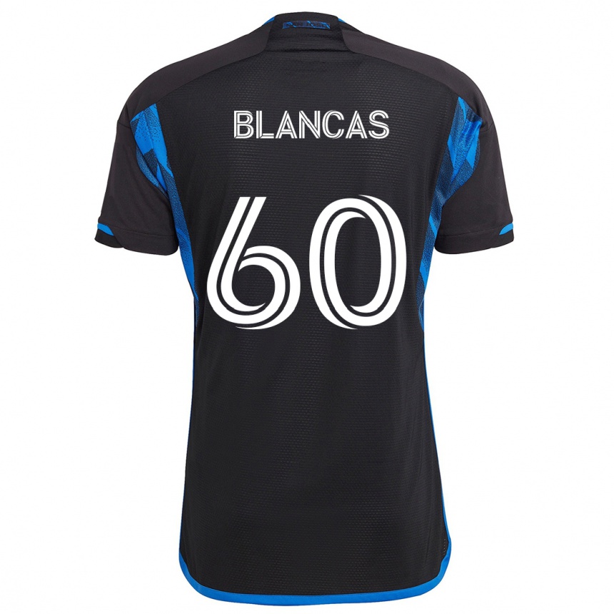 Gyermek Labdarúgás Eduardo Blancas #60 Kék Fekete Hazai Jersey 2024/25 Mez Póló Ing