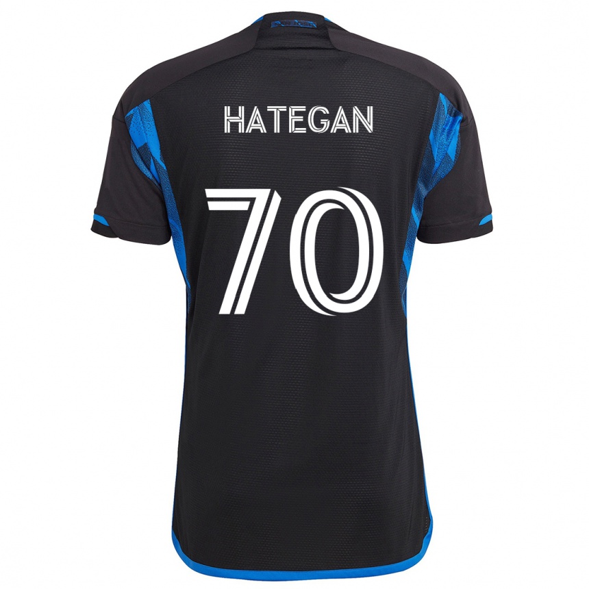 Gyermek Labdarúgás Roberto Hategan #70 Kék Fekete Hazai Jersey 2024/25 Mez Póló Ing