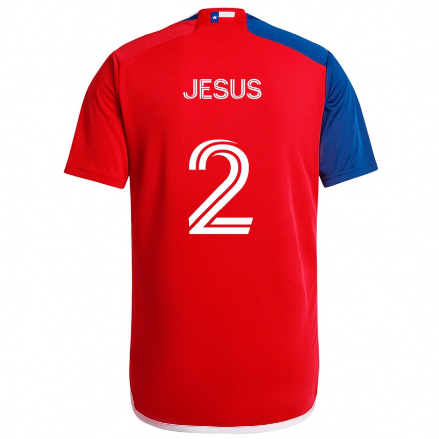 Gyermek Labdarúgás Geovane Jesus #2 Kék Piros Hazai Jersey 2024/25 Mez Póló Ing