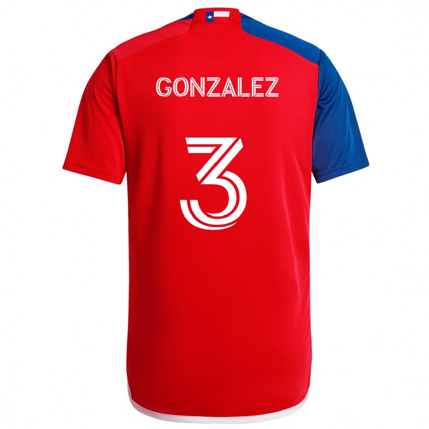 Gyermek Labdarúgás Omar González #3 Kék Piros Hazai Jersey 2024/25 Mez Póló Ing