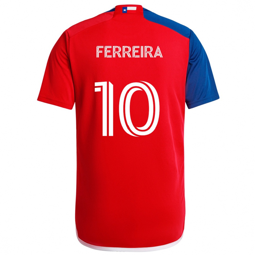 Gyermek Labdarúgás Jesús Ferreira #10 Kék Piros Hazai Jersey 2024/25 Mez Póló Ing