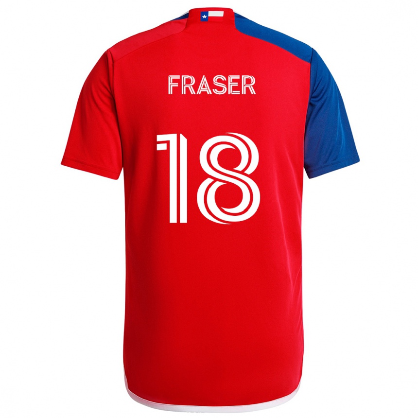 Gyermek Labdarúgás Liam Fraser #18 Kék Piros Hazai Jersey 2024/25 Mez Póló Ing