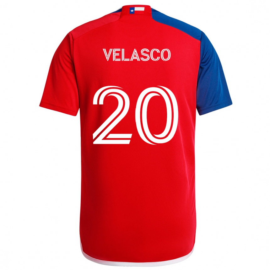 Gyermek Labdarúgás Alan Velasco #20 Kék Piros Hazai Jersey 2024/25 Mez Póló Ing