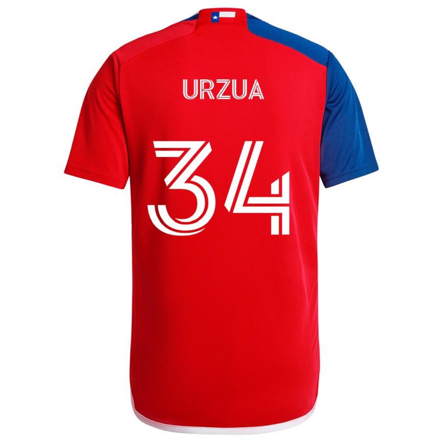 Gyermek Labdarúgás Alejandro Urzua #34 Kék Piros Hazai Jersey 2024/25 Mez Póló Ing