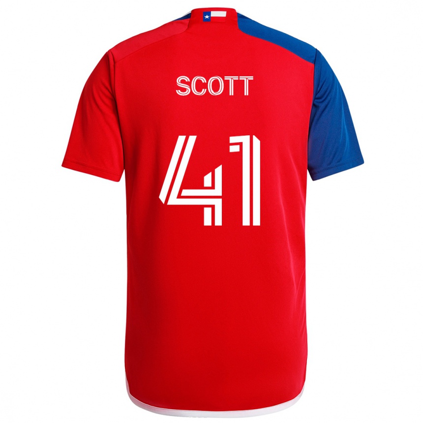 Gyermek Labdarúgás Tarik Scott #41 Kék Piros Hazai Jersey 2024/25 Mez Póló Ing