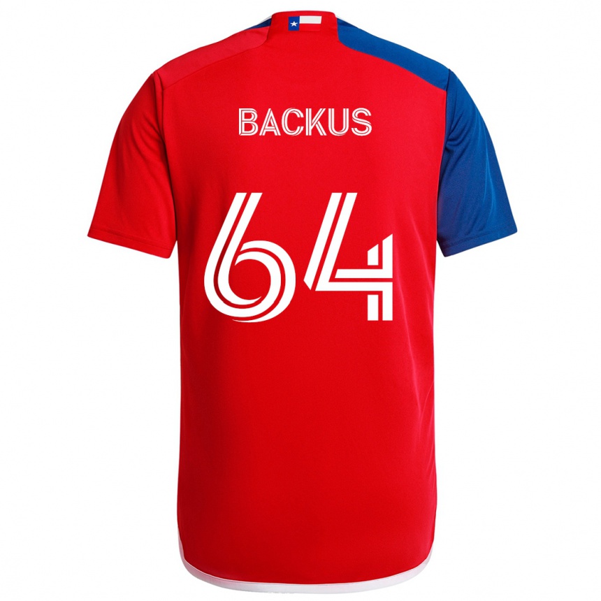 Gyermek Labdarúgás Braeden Backus #64 Kék Piros Hazai Jersey 2024/25 Mez Póló Ing