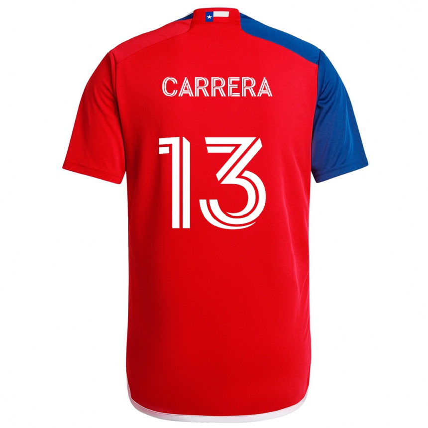 Gyermek Labdarúgás Antonio Carrera #13 Kék Piros Hazai Jersey 2024/25 Mez Póló Ing