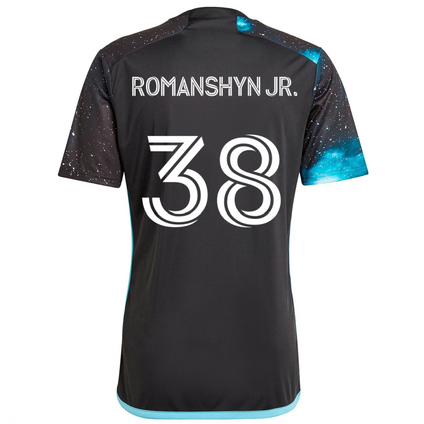 Gyermek Labdarúgás Kage Romanshyn Jr. #38 Fekete Kék Hazai Jersey 2024/25 Mez Póló Ing