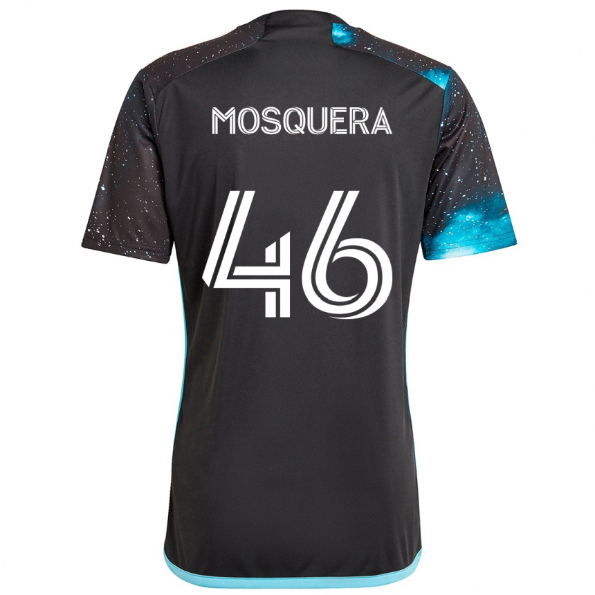 Gyermek Labdarúgás Juan Camilo Mosquera #46 Fekete Kék Hazai Jersey 2024/25 Mez Póló Ing