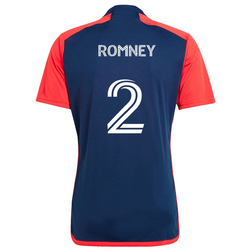 Gyermek Labdarúgás Dave Romney #2 Kék Piros Hazai Jersey 2024/25 Mez Póló Ing